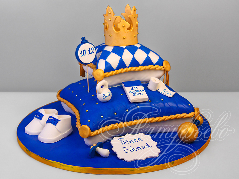 Детский торт с Подушками на день рождения двухъярусный с мастикой