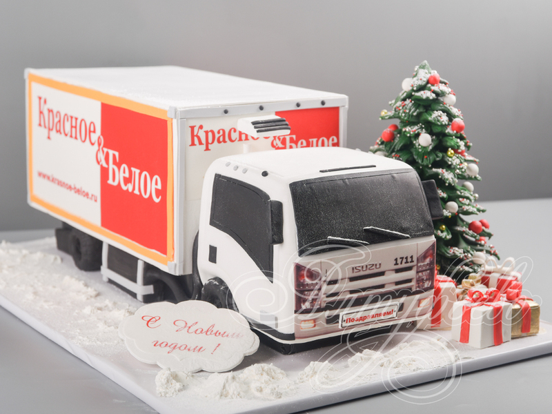 Торт Грузовик с логотипом на корпоратив стоимостью 51 200 рублей в категории на корпоратив - торты на заказ ПРЕМИУМ-класса. Цена: 4 200 руб/кг. Торт Грузовик с логотипом на корпоратив