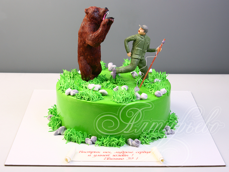 Торт "Медведь и рыбак" на 39 лет