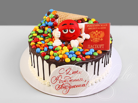 Торт с паспортом и M&M's