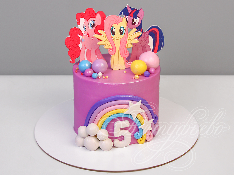 Торт для девочек в день рождения на 5 лет одноярусный с мастикой