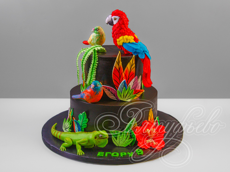 Детский торт мальчикам на день рождения в 9 лет с фигурками птиц