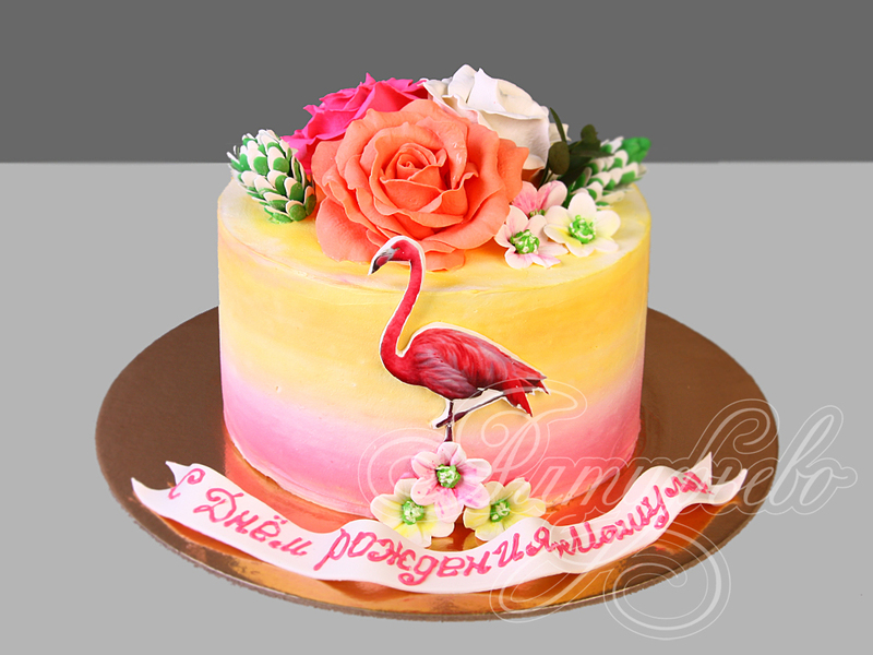 Торт на 17 лет для девочек Фламинго в день рождения