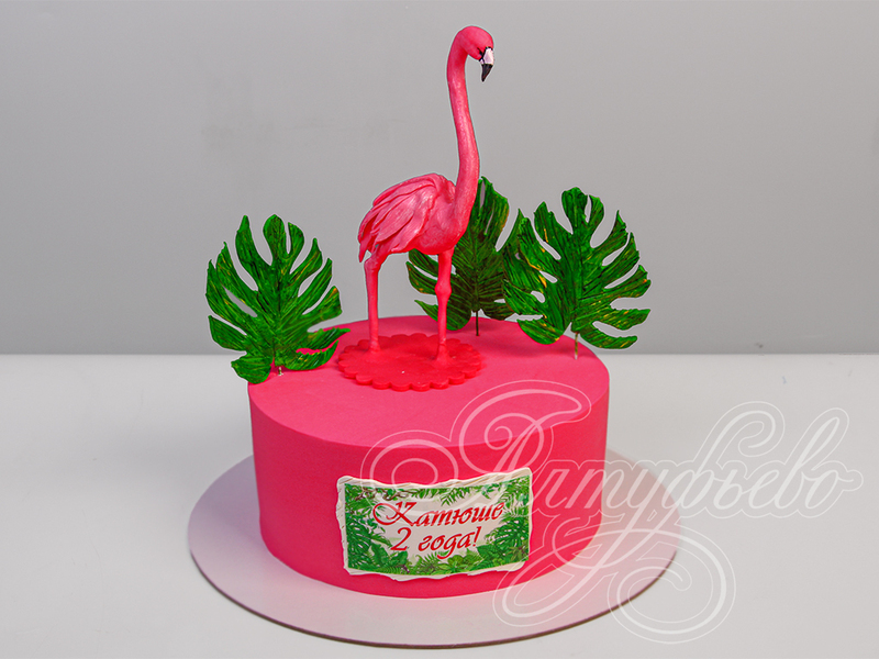 Торт с фламинго и папоротником