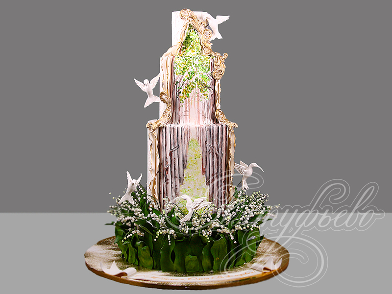 Торт "Весенний лес" с художественной росписью