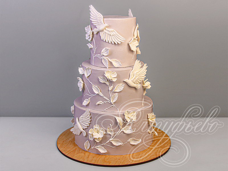 Свадебный торт с Птицами трехъярусный