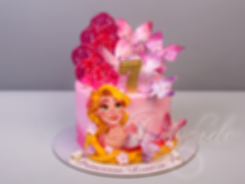 Детский торт с Рапунцель для девочки на 7 лет одноярусный