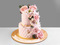 Розовый торт с каскадом цветов