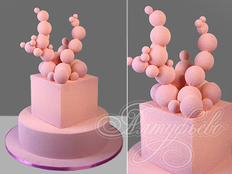 Свадебный торт розовый двухъярусный