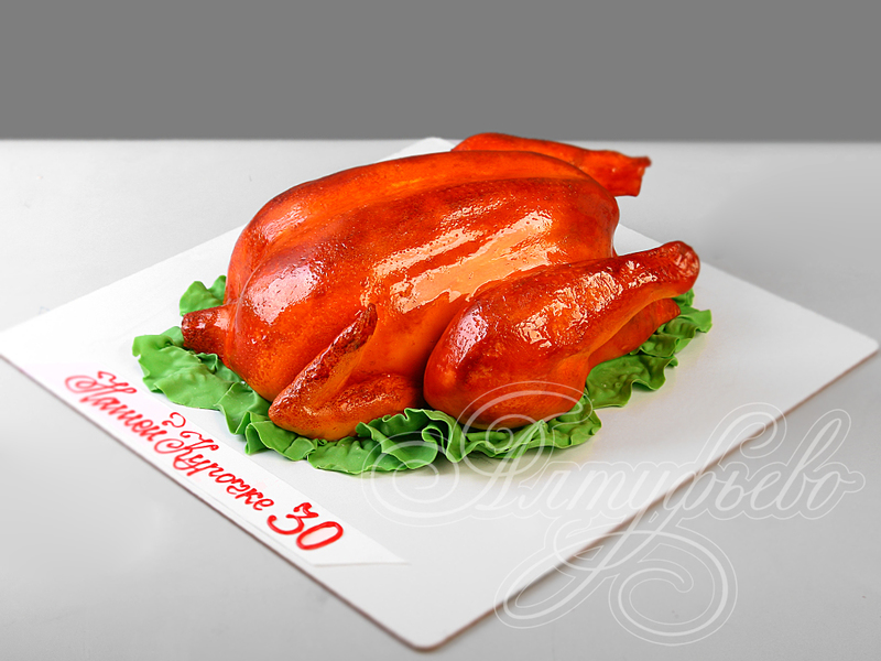 3D торт повару на юбилей в виде запеченной курицы