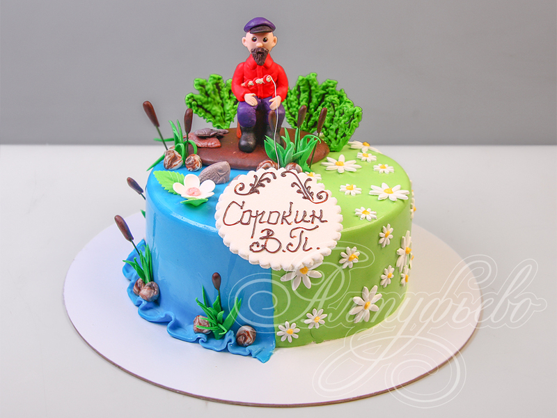 Торт на 60 лет на день рождения одноярусный с мастикой