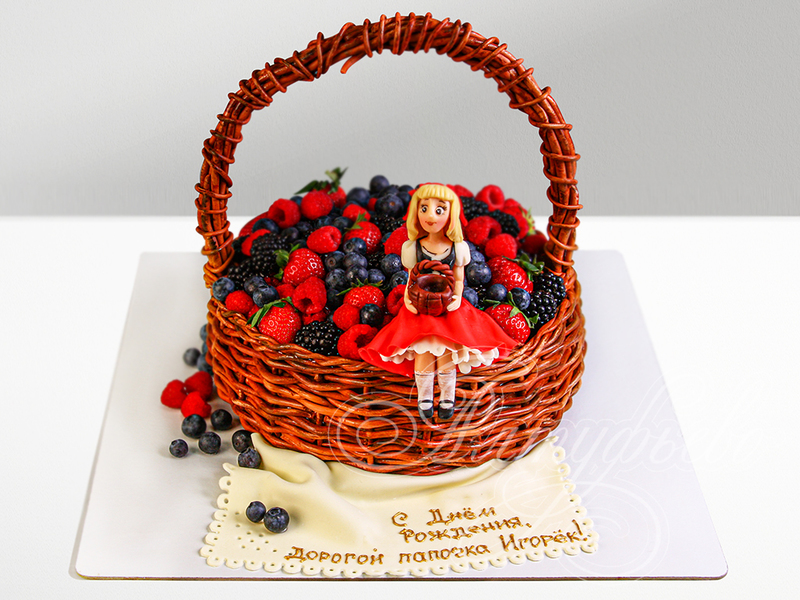Торт Корзинка с ягодами и красной шапочкой 29052720