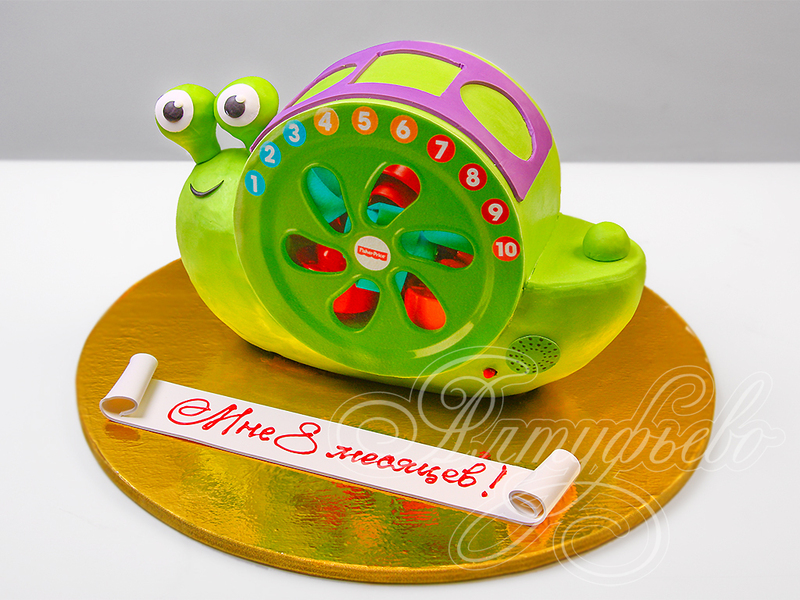 Торт Игрушка Fisher-Price в виде зеленой улитки малышу на 8 месяцев