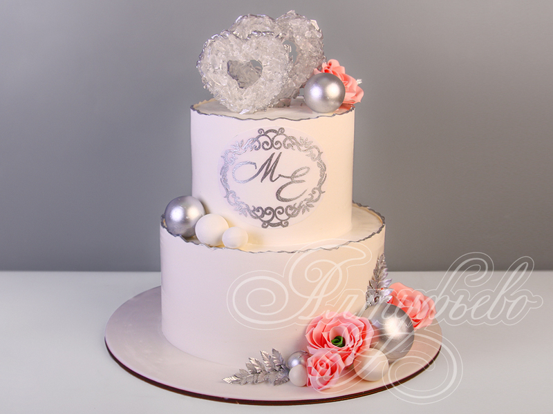 Свадебный торт с жеодами двухъярусный с мастикой
