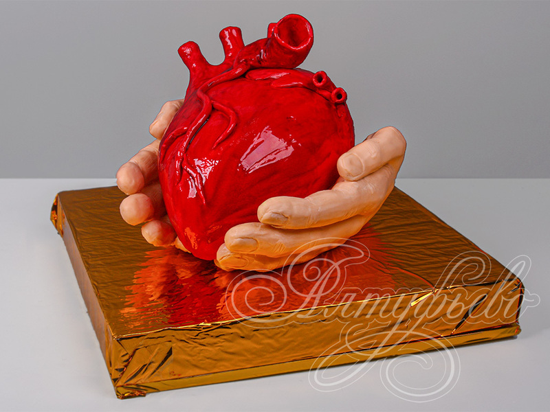 Торт "Сердце в руках" для кардиолога