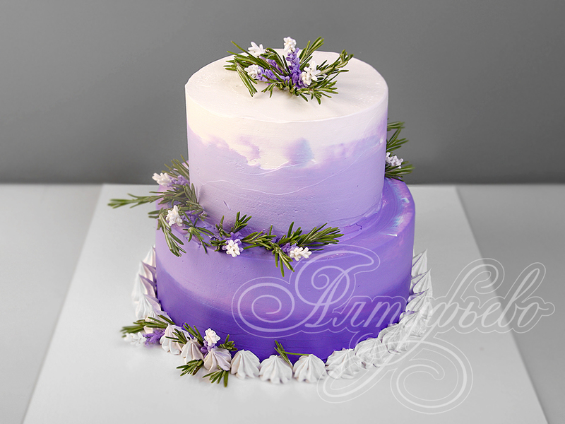Сиреневые и фиолетовые свадебные торты