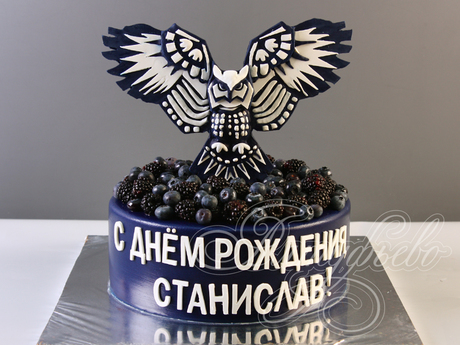 Торт с Совой и ягодами для парня