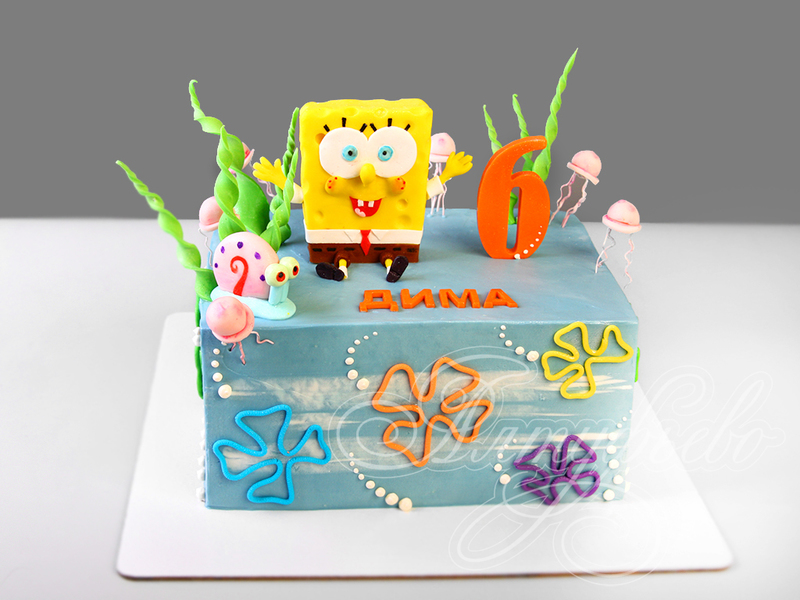 Торт SpongeBob в день рождения на 6 лет
