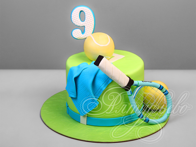 Детский торт для подростка на день рождения в 9 лет с Теннисным Мячиком одноярусный