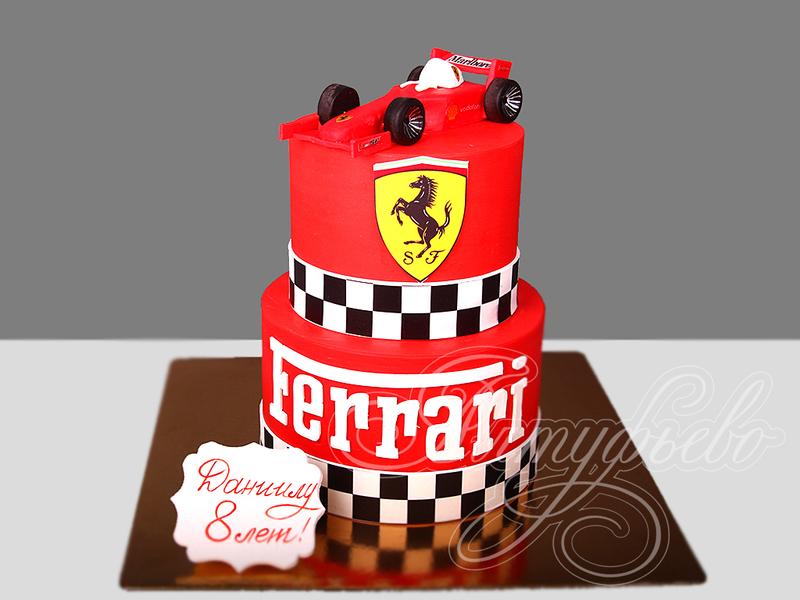 Торт "Гонки" с машиной Ferrari