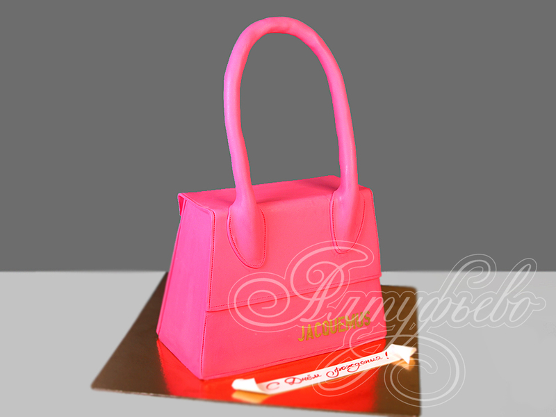 Торт для женщины в виде розовой сумочки