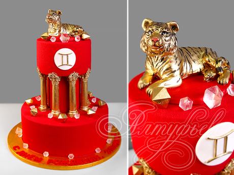 Торт знак зодиака Близнецы с тигром