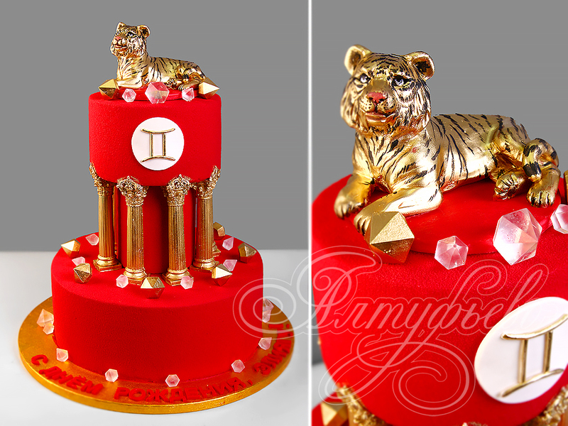 Торт с золотым тигром на 30 лет