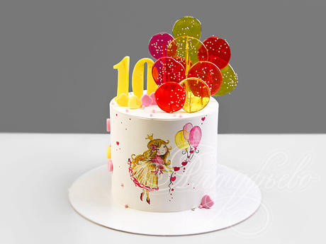 Торт "Девочка с шариками" на 10 лет