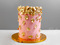 Розовый торт с золотыми листочками
