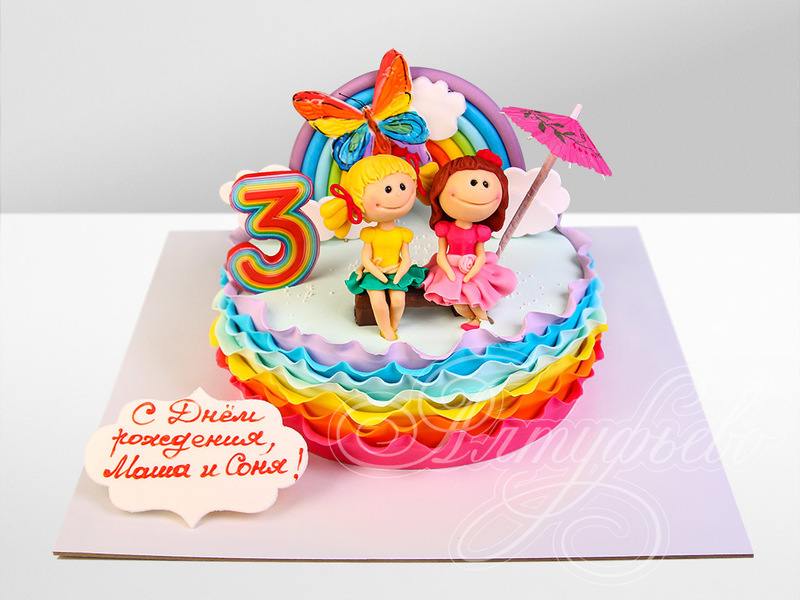 Радужный торт для двойняшек