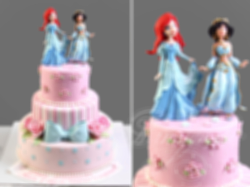 Торт с принцессами Жасмин и Ариэль 14073120