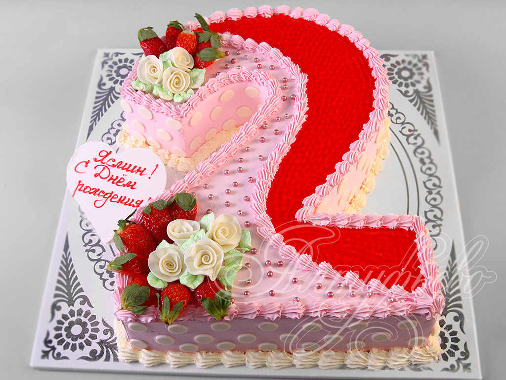 Набор в торт цифра 2 + топпер + 6 свечей С днем рождения 2663540