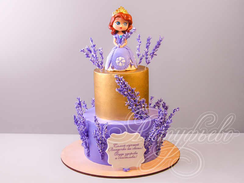 Торт девочке на день рождения двухъярусный с фигуркой