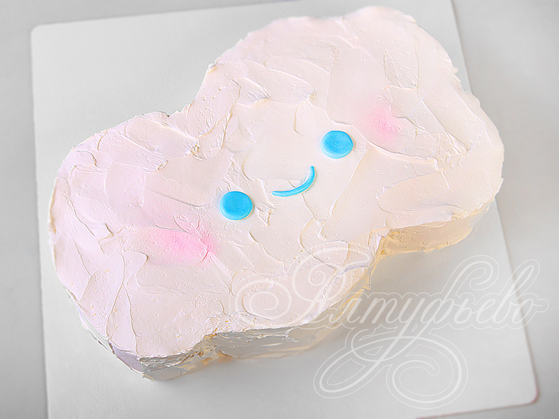 Детский торт для мальчиков кремовый без мастики в виде облачка белого цвета
