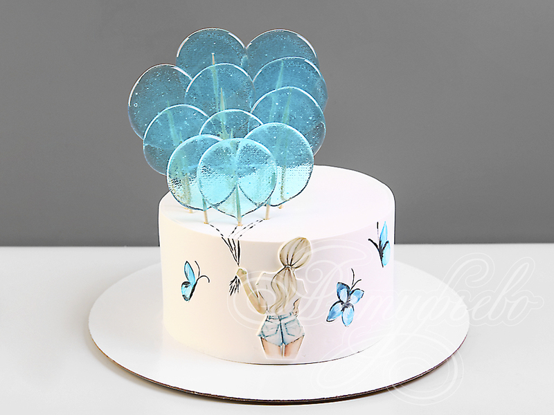 Торт с леденцами и бабочками