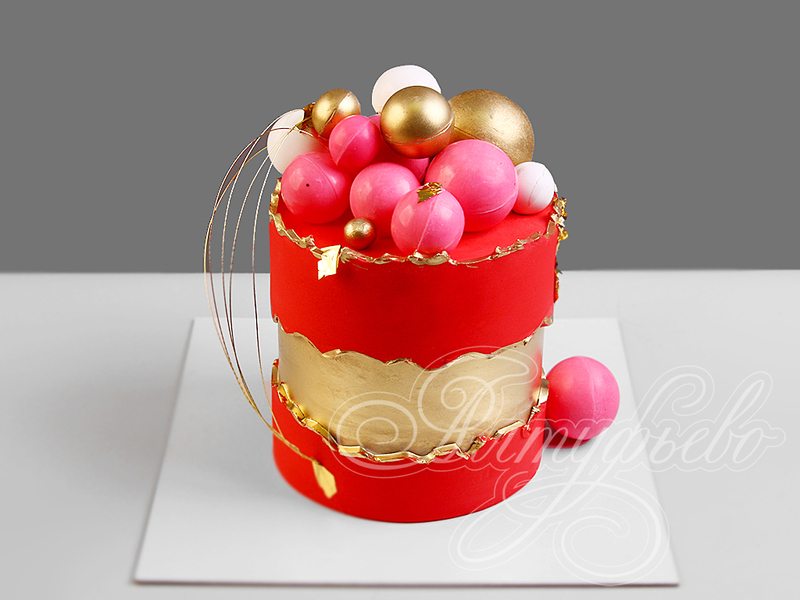 Стильный торт с шарами и золотом 18063720