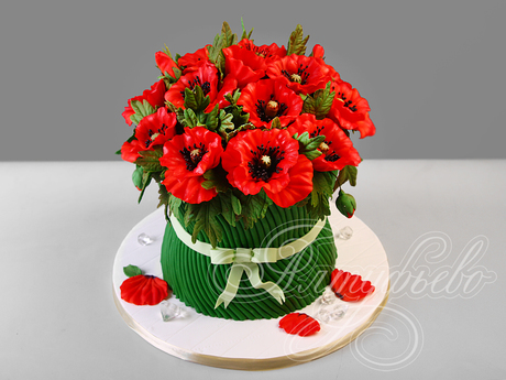 Торт "Букет из красных маков"