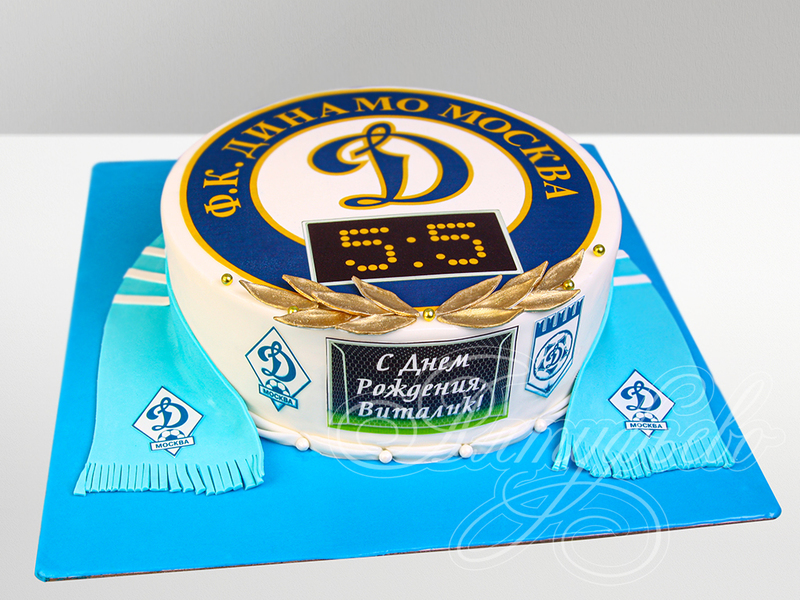 Торт для болельщика футбола на день рождения одноярусный с мастикой