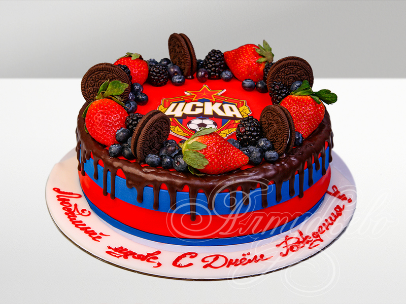 Торт с логотипом ЦСКА и ягодами 03012220