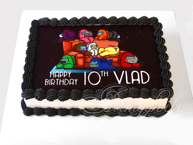 Торт Among Us на день рождения на 10 лет мальчикам одноярусный