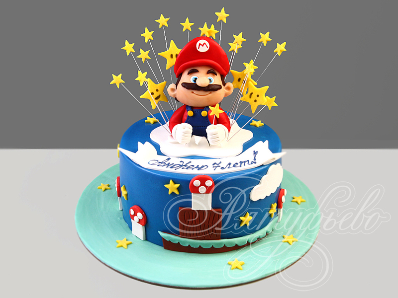 Торт для мальчика Супер Марио в день рождения на 7 лет