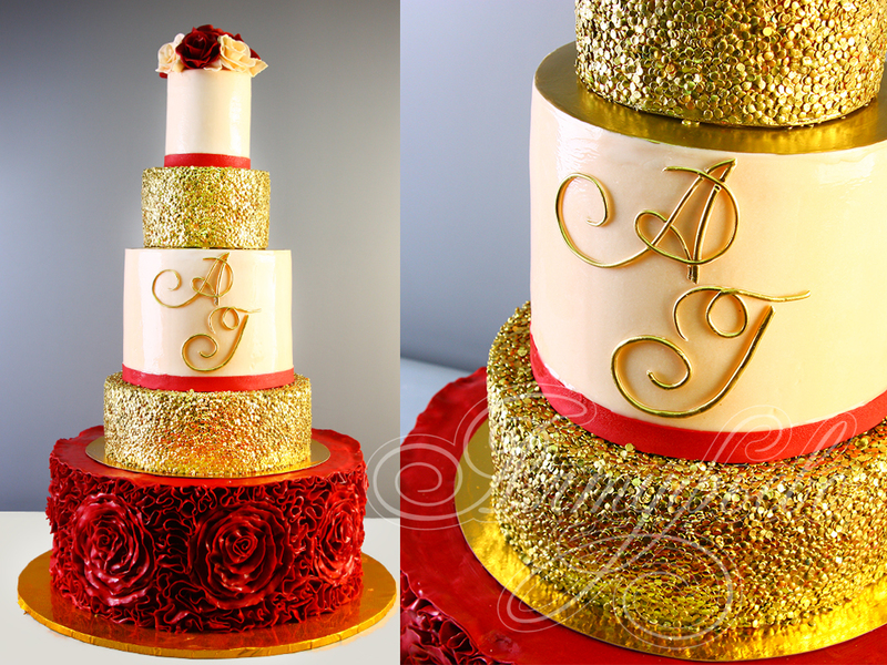Золотые свадебные торты