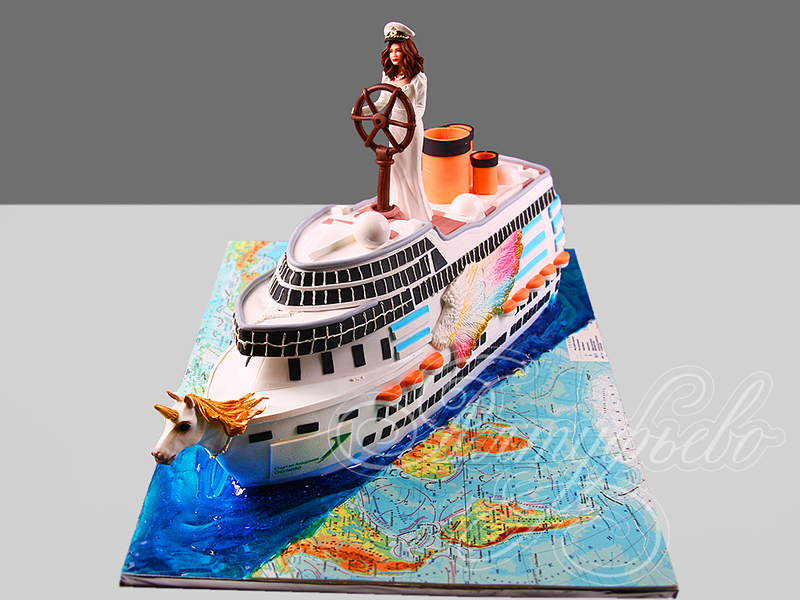 Торт Круизный лайнер на карте мира