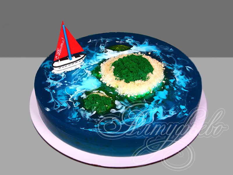 Торт "Остров мечты" с парусником