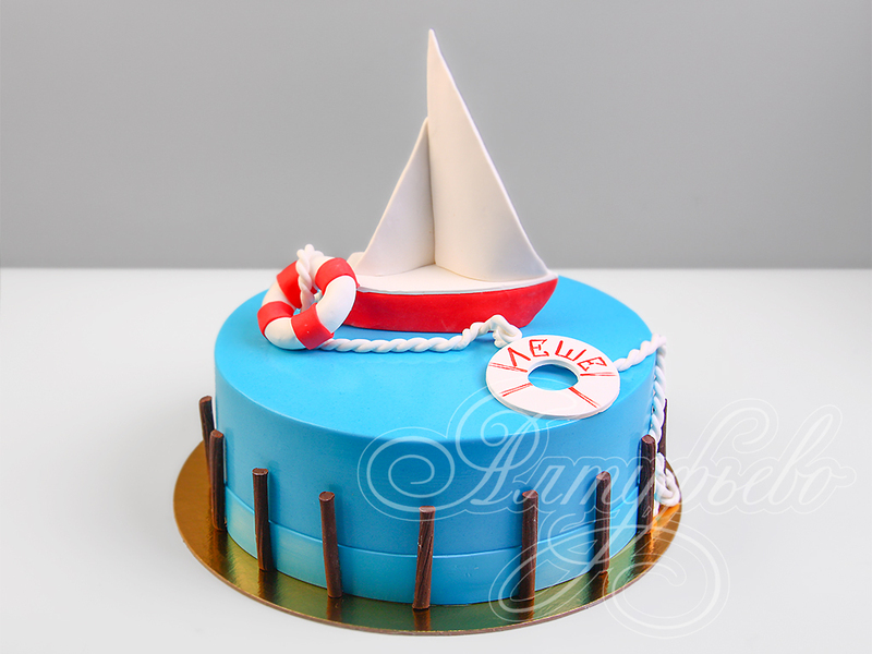 Морской торт с парусником 26061520