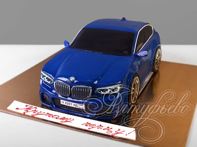 Торт для холостяков в виде синей машины БМВ Х6