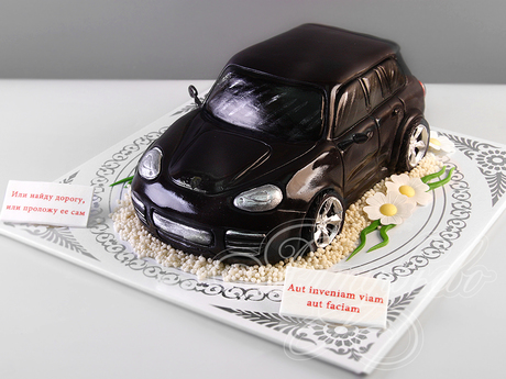 Торт черный Porsche для сына