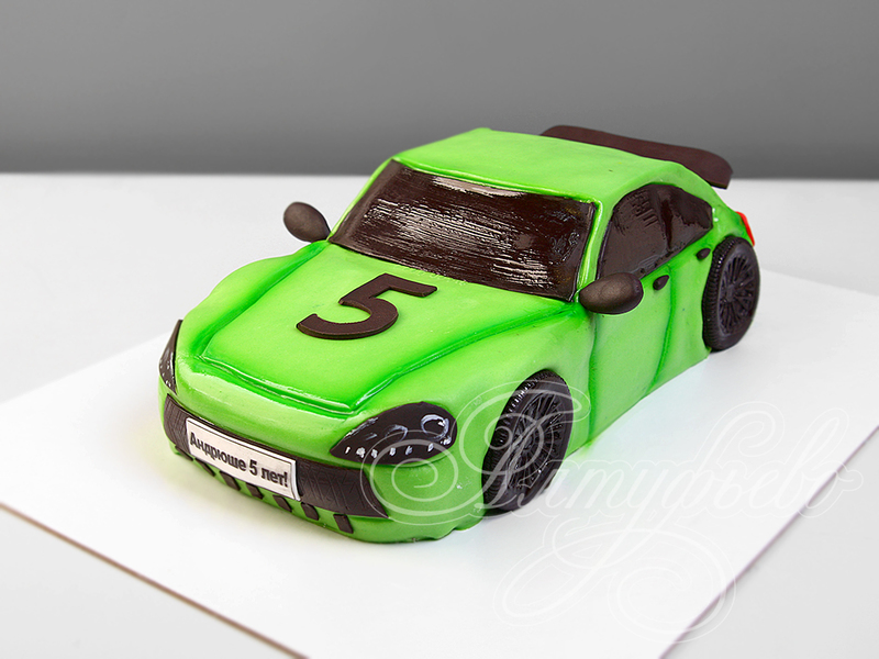 Торт зеленая спортивная машина
