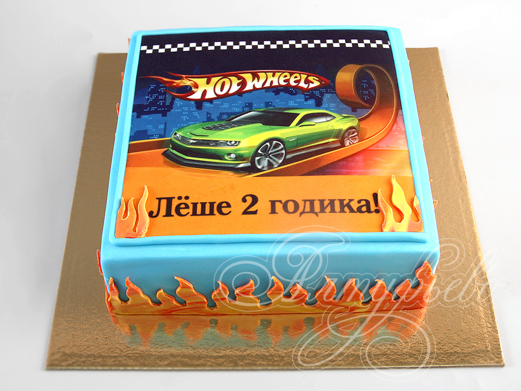 Торт Hot wheels для мальчика 2103819 стоимостью 3 950 рублей - торты на  заказ ПРЕМИУМ-класса от КП «Алтуфьево»