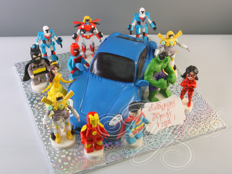 Торт машина с лего героями